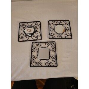 3 Black With Mirrors By New View Sq, Diamond And Octagon Centers 6"x6"